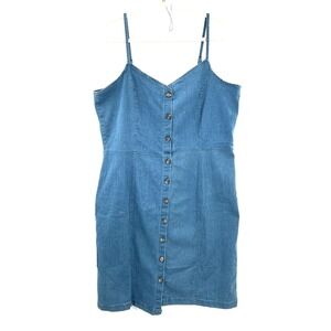 NEW love by chesley denim sundress y2k blue slipdress jumper cute XL